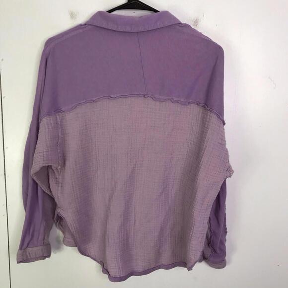 Urban Outfitters Shirt Womens S Colorblock Purple Gauze Button Up Casual - Picture 2 of 8